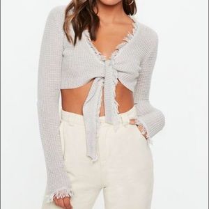 Distressed knotted grey Missguided top new w/tags